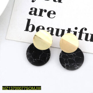 Black & Gold Marble Earrings for Women