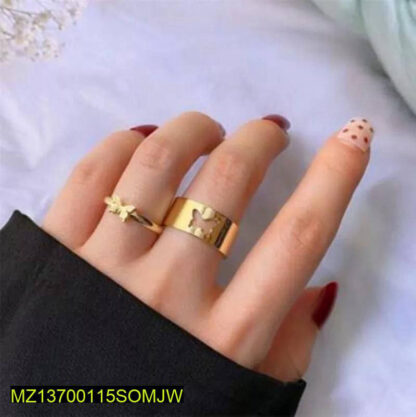 Adjustable Golden Butterfly Couple Rings