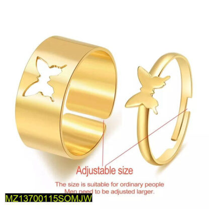 Adjustable Golden Butterfly Couple Rings