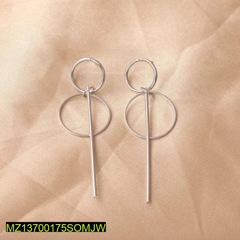 Silver Plated Geometric Drop Earrings for Women - Image 2
