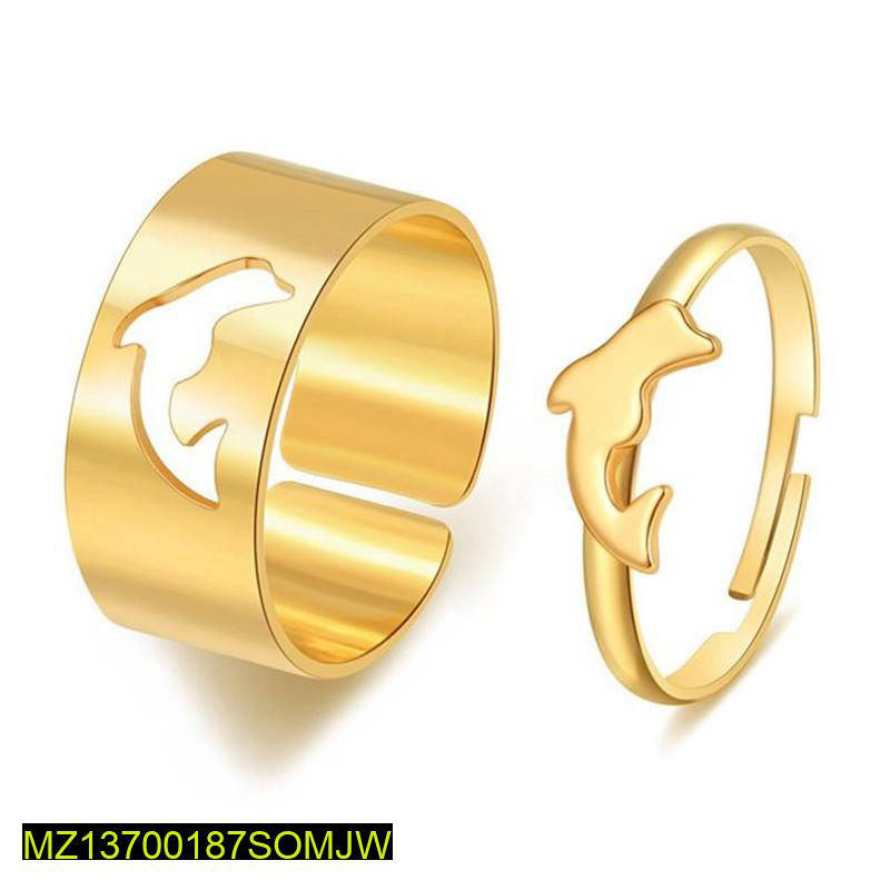 Golden Dolphin Couple Rings Adjustable for Couples