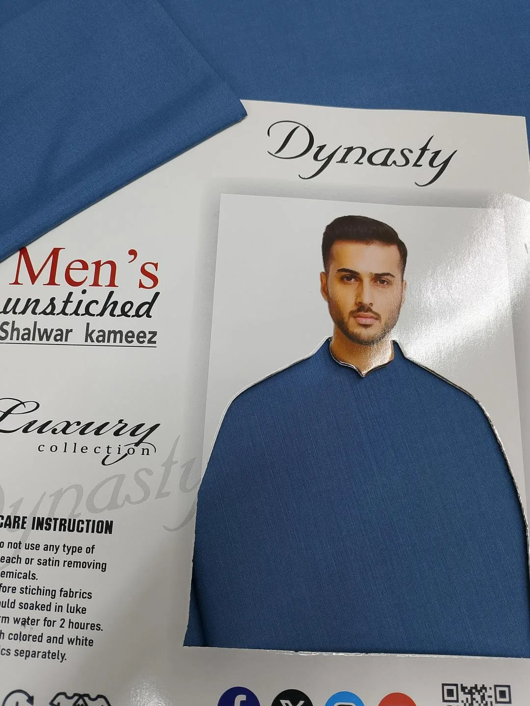 Men's Unstitched Suit Blue Wash & Wear Premium Quality - Image 2