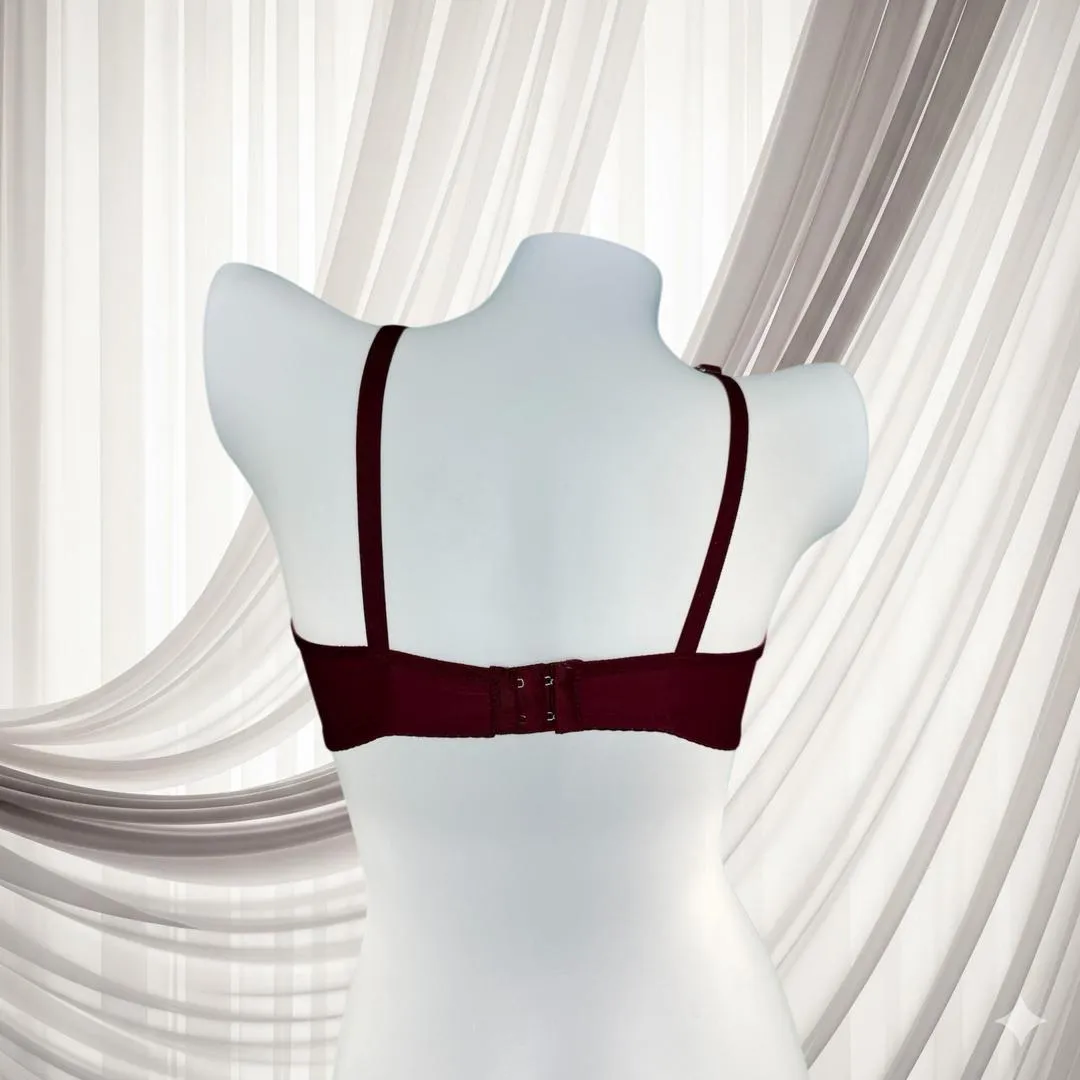 Maroon Lace Half Cup Bra Size 32-42 - Image 3