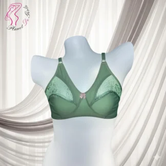 Green Half-Cup Net Bra for Women, Soft Malai Jersey, Sizes 32-42