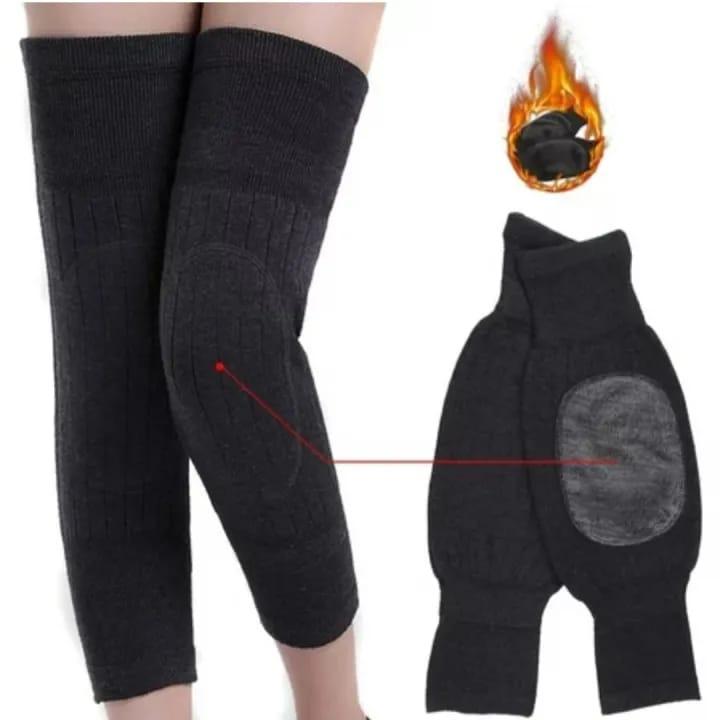 Winter Leg Warmers Wool Brown Black Unisex - Image 3