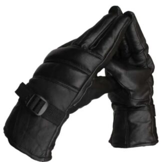 Men's Premium Leather Winter Gloves Black Adjustable