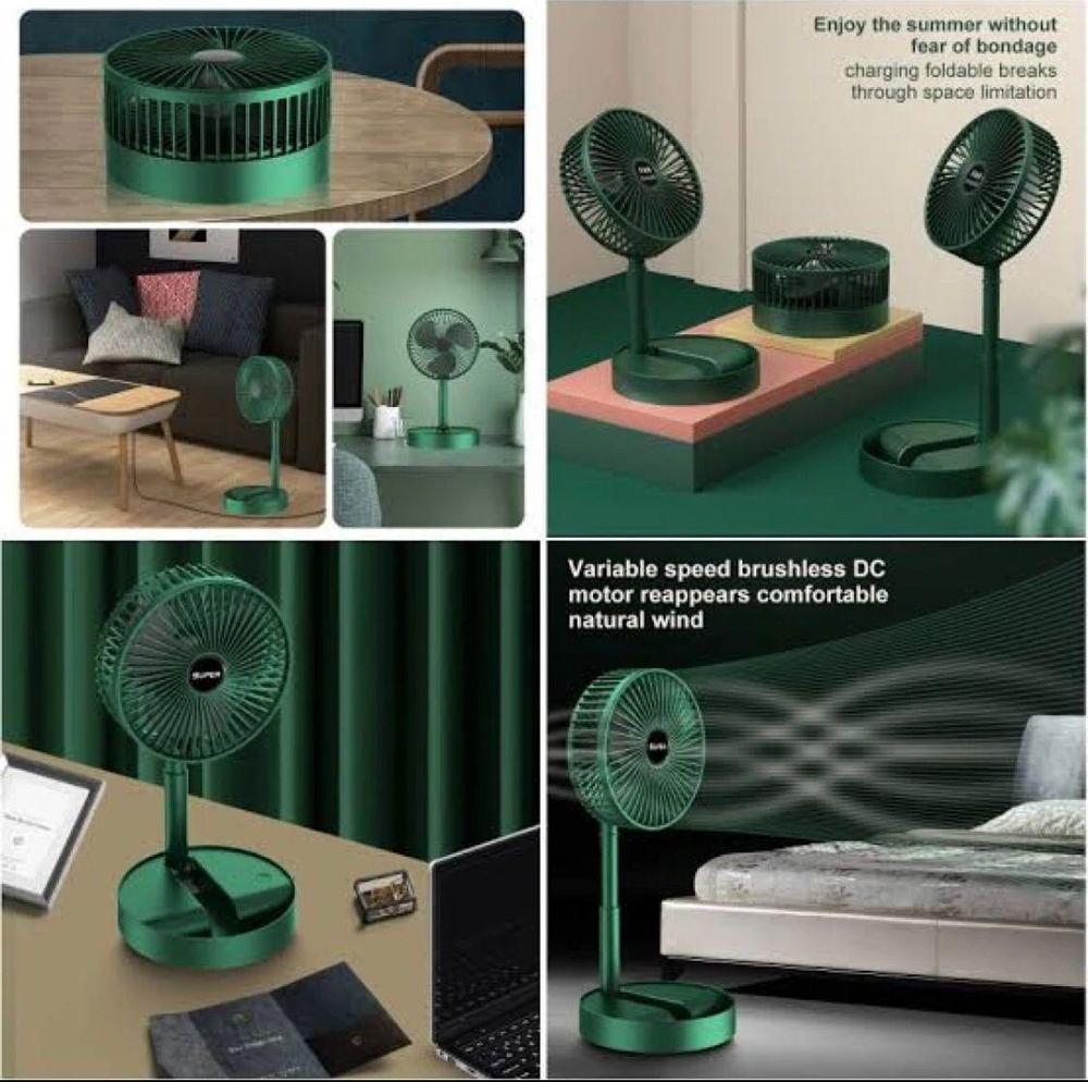 Rechargeable Green Desk Fan 1000mAh Portable - Image 3