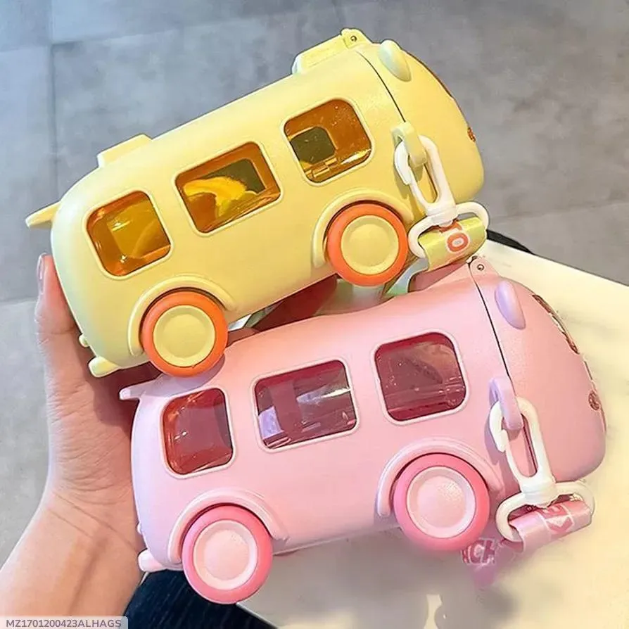 Kids Bus Water Bottle with Strap ABS Plastic - Image 4