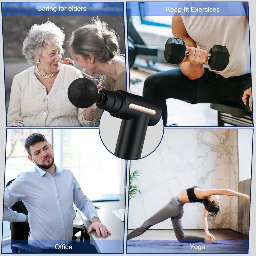 Rechargeable Massager Gun Black Metal 1000mAh - Image 2