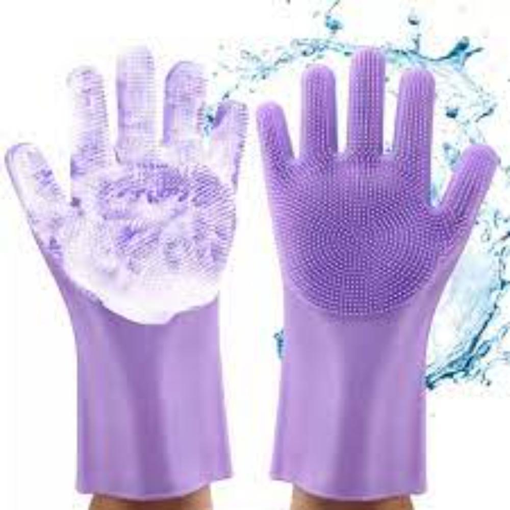 Lavender Rubber Dish Cleaning Gloves for Home Use
