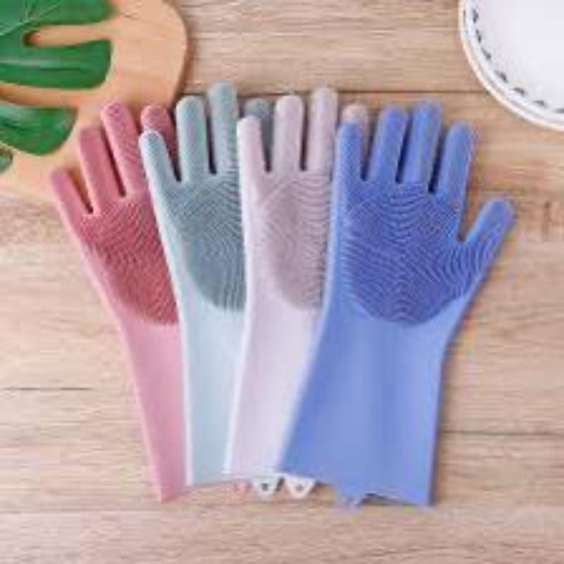 Lavender Rubber Dish Cleaning Gloves for Home Use - Image 4