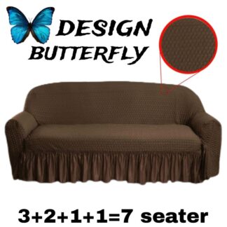 Premium Quality 7 Seater Sofa Cover Brown Textured Jersey