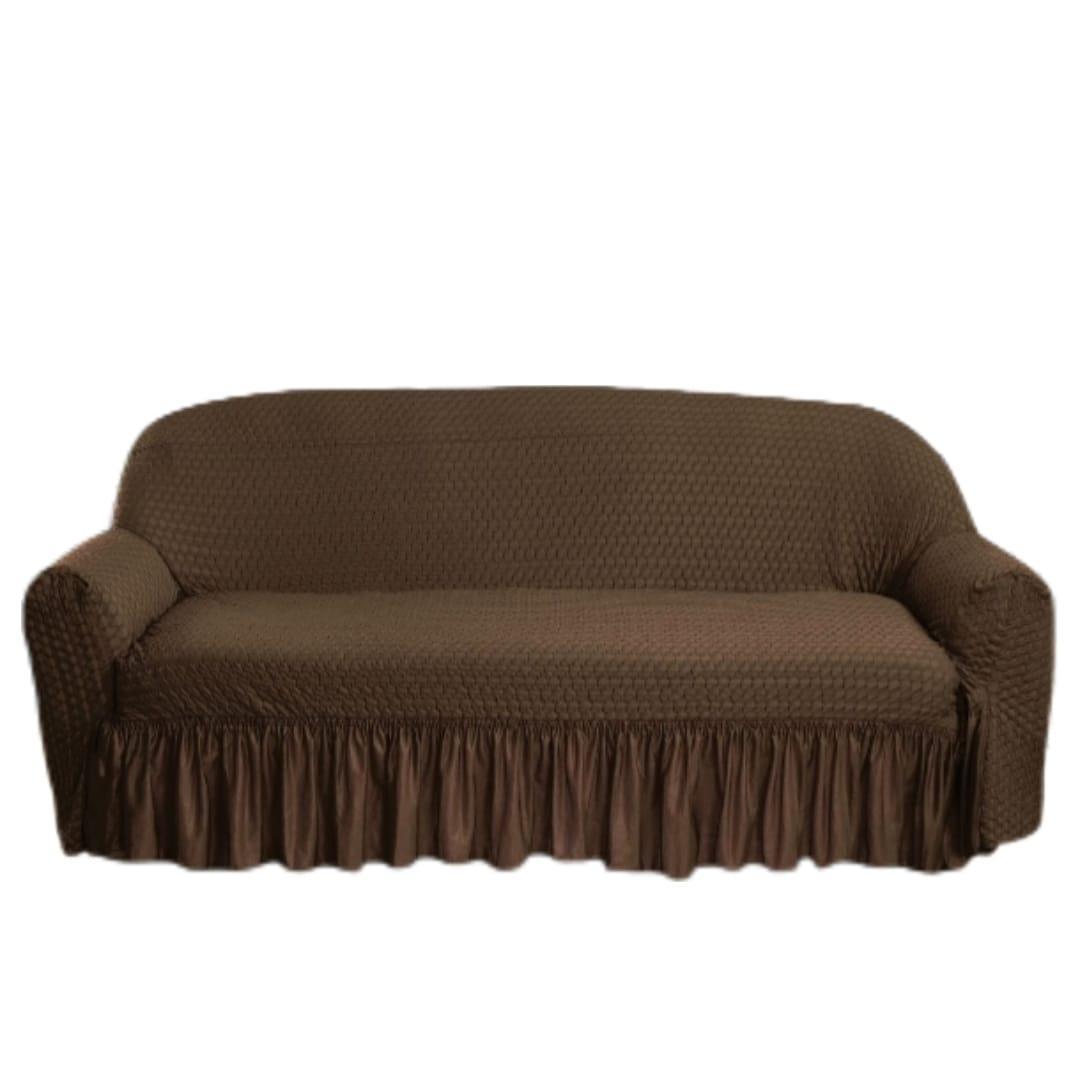 Premium Quality 7 Seater Sofa Cover Brown Textured Jersey - Image 3
