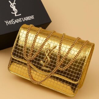 Women Golden Crossbody Bag - Chic Elegant Finish