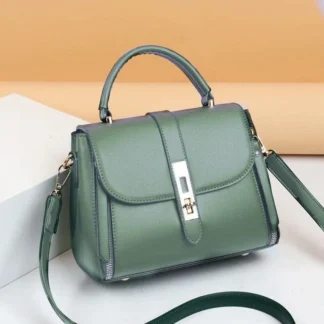 Green PU Leather Crossbody Bag for Women 7x11x7"