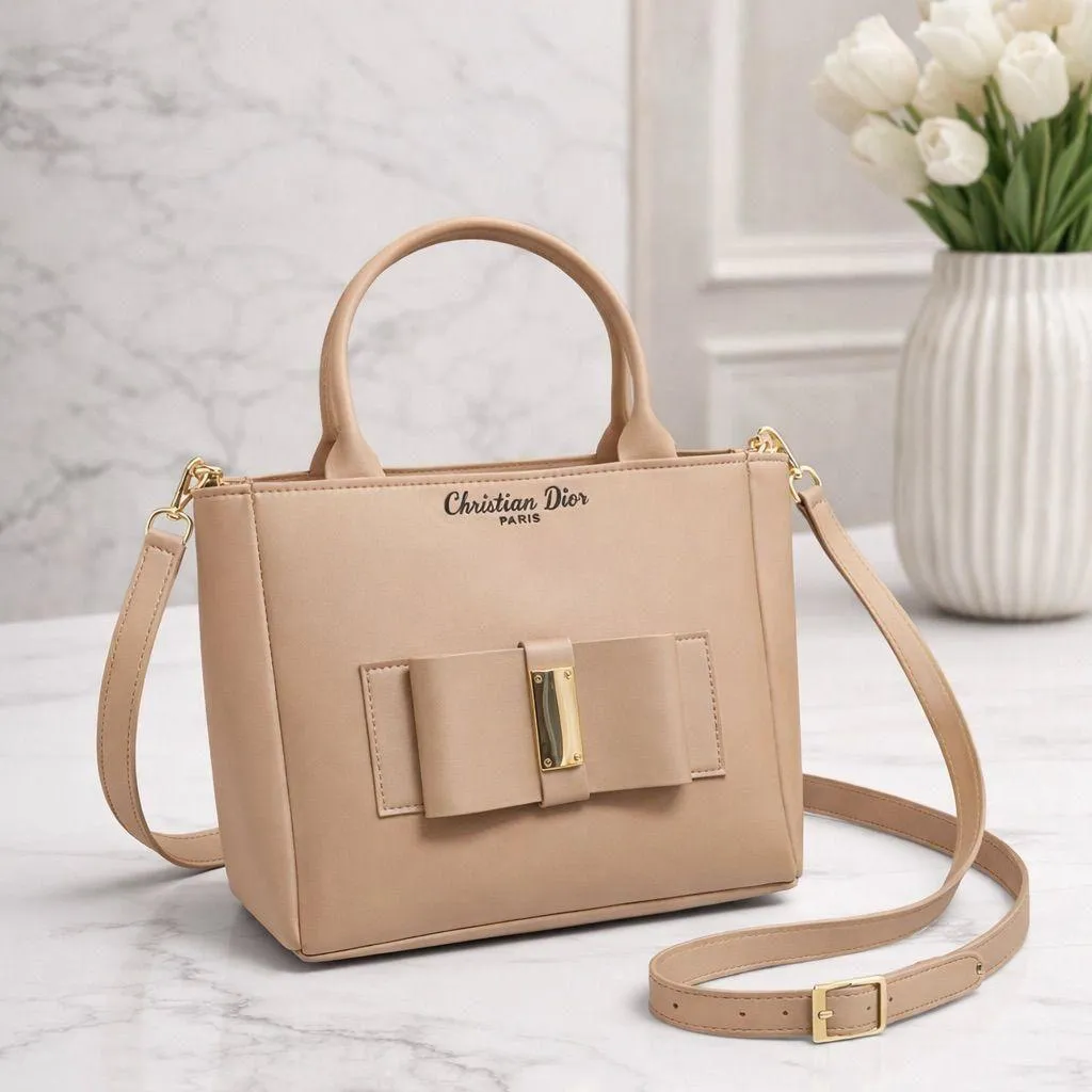 Durable Beige Leather Shoulder Bag for Women