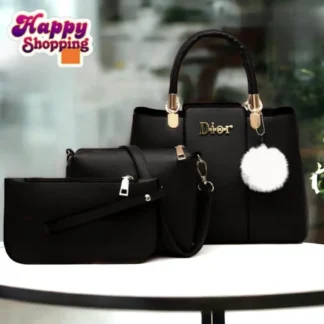 Durable Leather Handbag - Black, Elegant Finish