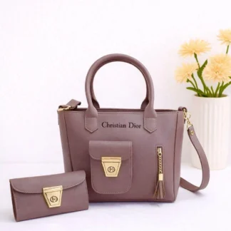 Purple Leather Handbag & Wallet Set for Girls