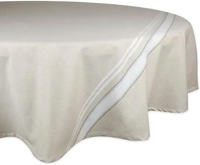 Cotton Round Tablecloth 70" Green White Checkered - Image 5