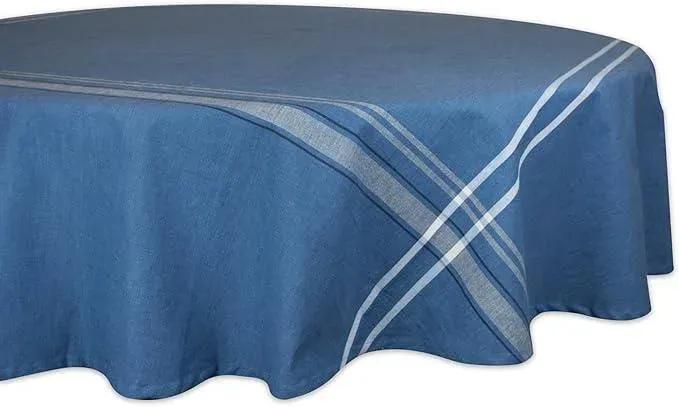 Cotton Round Tablecloth 70" Green White Checkered - Image 7