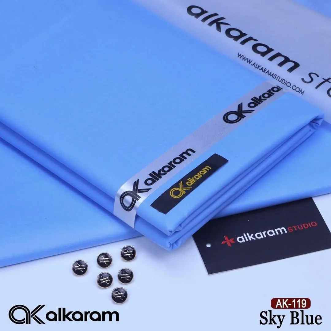 Men Unstitched Cotton Suit Sky Blue