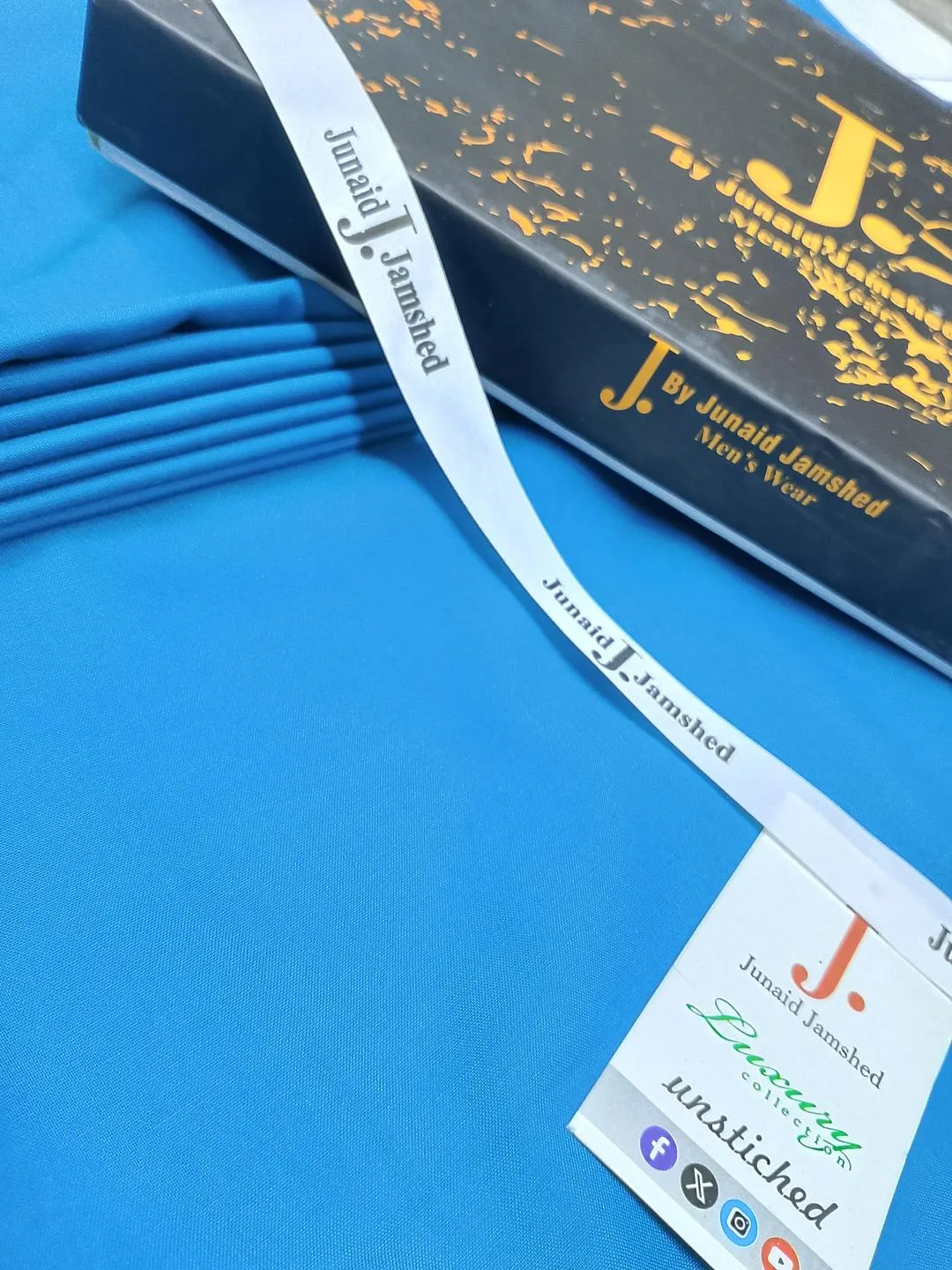 Turquoise Unstitched Suit Junaid Jamshed Luxury Collection