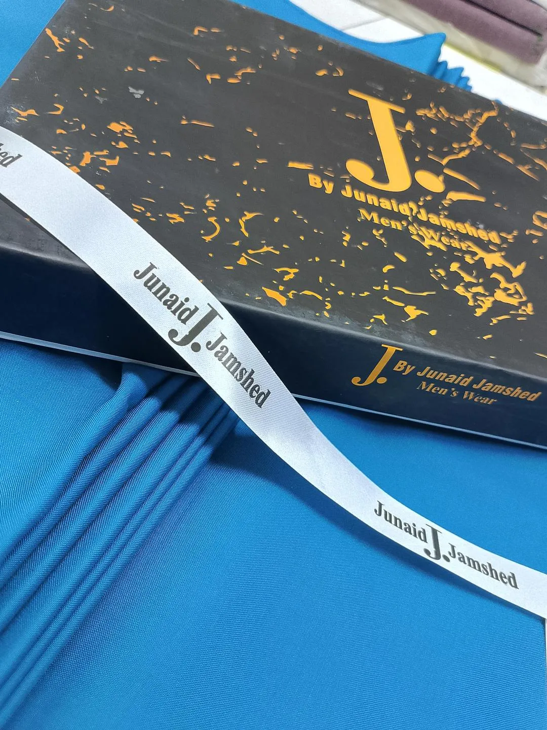 Turquoise Unstitched Suit Junaid Jamshed Luxury Collection - Image 2