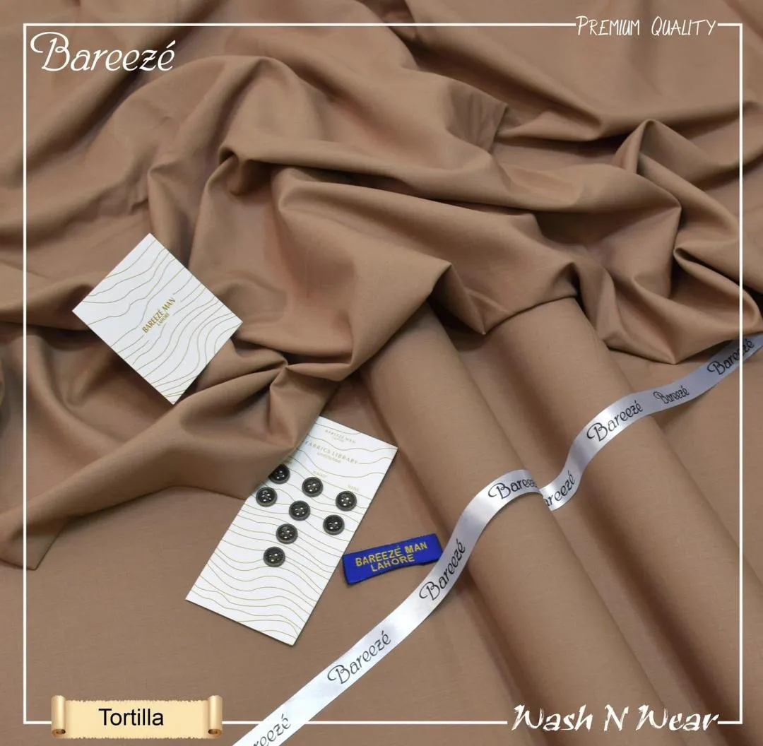 Men's Wash & Wear Plain Brown Suit Tortilla