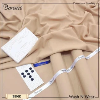 Men's Beige Wash N Wear Plain Suit Summer