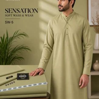 Men Wash & Wear Green Suit All Season