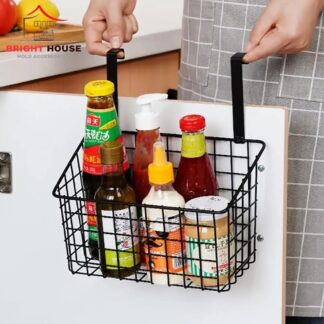 Black Metal Kitchen Storage Basket No Drill 5kg