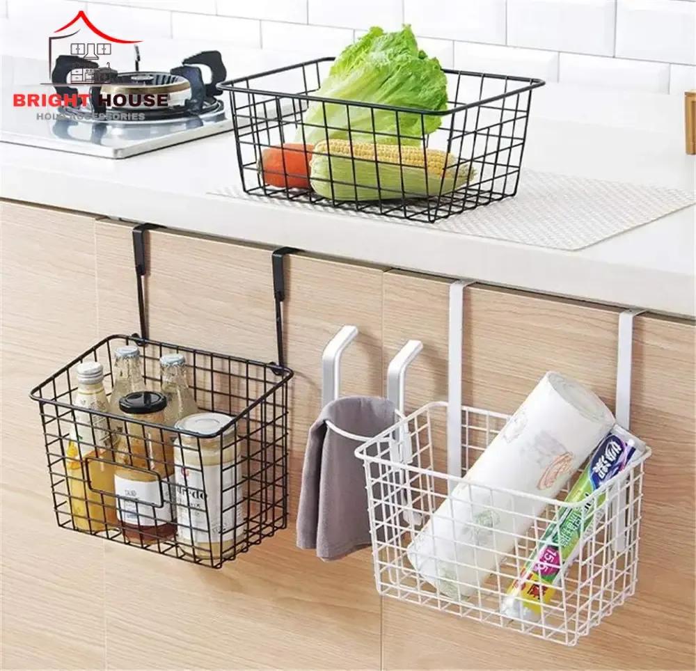 Black Metal Kitchen Storage Basket No Drill 5kg - Image 2