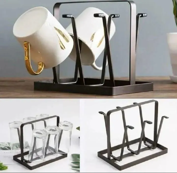 6-Hook Metal Mug Holder for Kitchen & Office