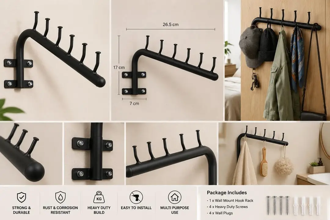 Pack Of 3 Wall Mounted Cloth Hanging Stand - Image 6