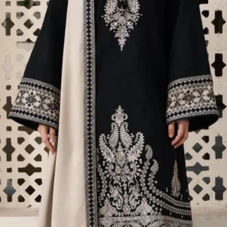 Black Lawn 3-Piece Embroidered Suit with Cream Dupatta