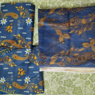 Blue Paisley 3-Piece Suit for Women with Karandi Dupatta