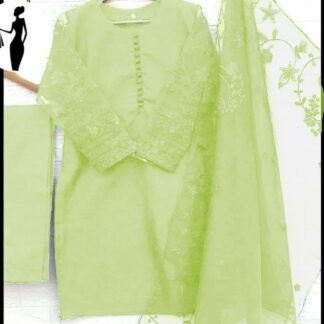 Light Green Embroidered 3-Piece Women Suit with Dupatta