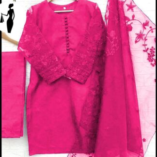 Women's Pink Embroidered Suit Set with Dupatta