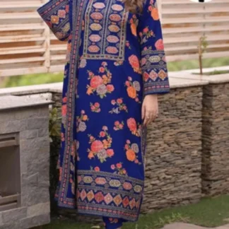 Blue Floral Sequin Embroidered 3-Piece Suit for Women