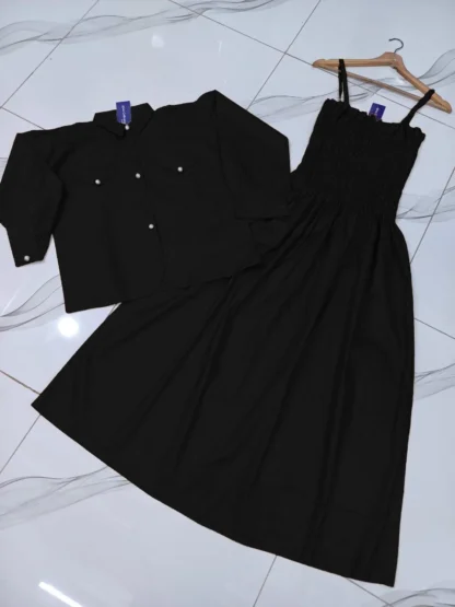 Black Linen 2Pcs Frock