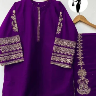 Purple Shamoz Silk Embroidered 2-Piece Set