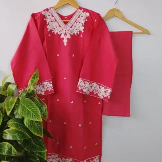 Red Embroidered Kurta Set with Trouser 2pcs
