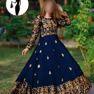 Blue Embroidered Maxi Set for Eid & Weddings