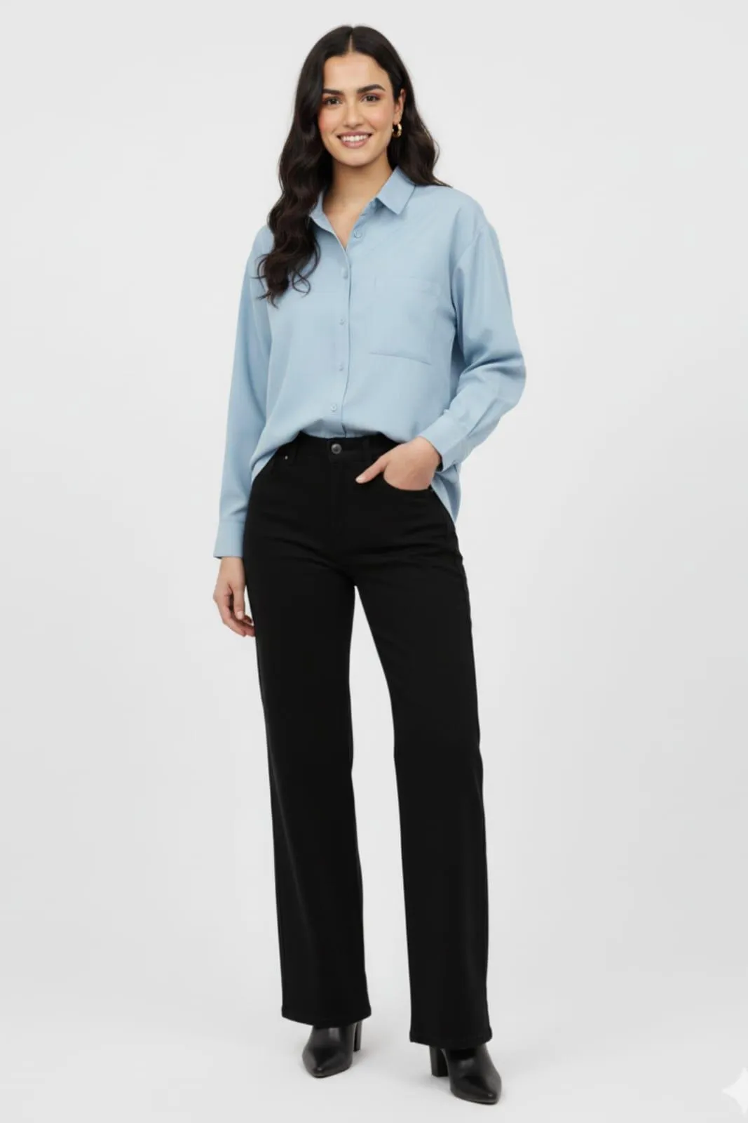 Blue Silk Button Down Shirt for Women Medium Large