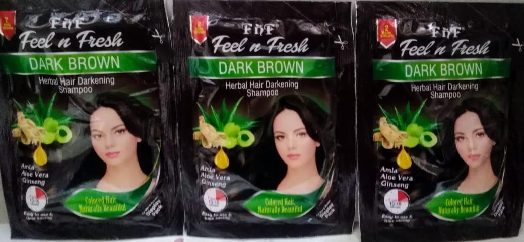 Feel n Fresh Dark Brown Herbal Hair Darkening Shampoo Pack of 6