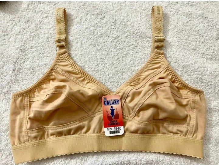 Beige Cotton Non-Padded Bra Adjustable Straps Sizes 32-42
