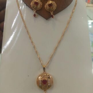 Fancy Gold Plated Gemstone Necklace Set with Earrings