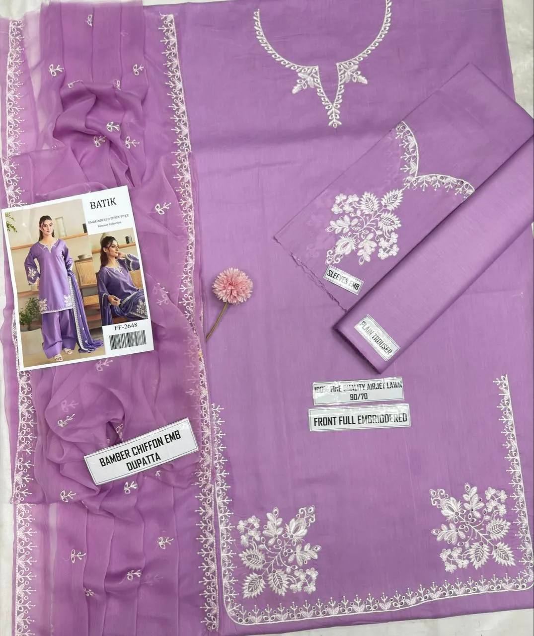 Purple Embroidered 3-Piece Women's Suit Set for Bakra Eid - Image 6