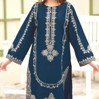 Women Embroidered Lawn Suit Turquoise Eid Wedding Festive