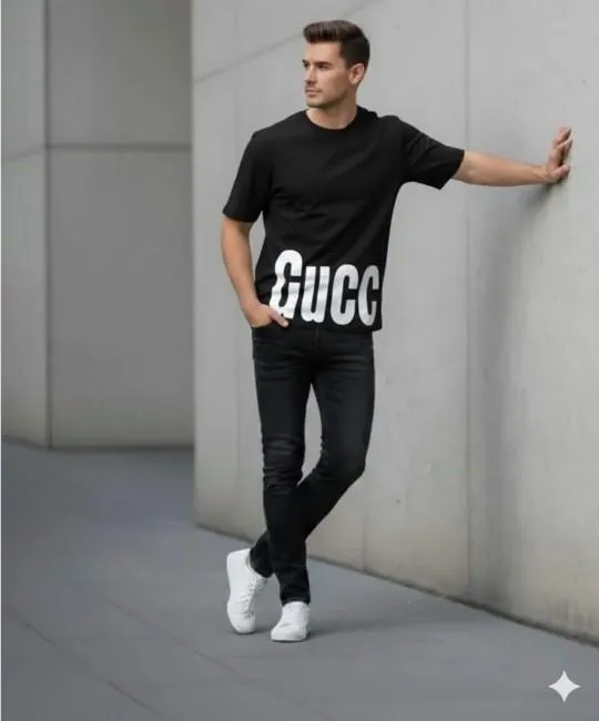 Men's Black Printed Dri Fit T-Shirt Round Neck Small to X-Large - Image 2